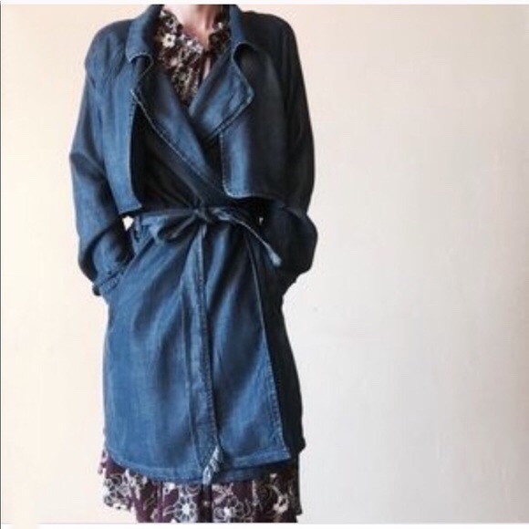Cloth and stone chambray trench jacket size small - Picture 1 of 8